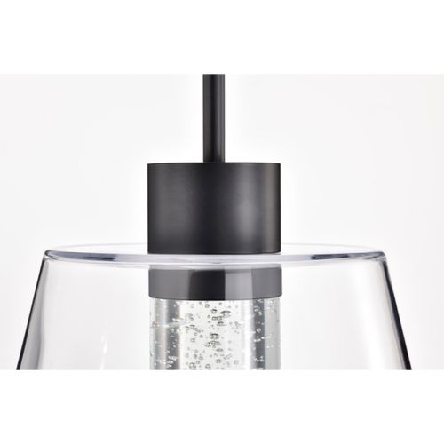 Main product image of Aura 12 Inch LED Pendant Matte Black K9 Bubble Crystal 3000K CCT