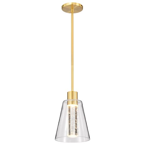 Main product image of Aura 7 Inch LED Pendant Brushed Brass K9 Bubble Crystal 3000K CCT