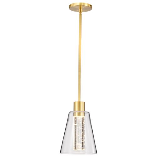 Main product image of Aura 7 Inch LED Pendant Brushed Brass K9 Bubble Crystal 3000K CCT