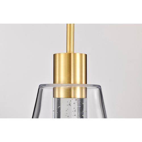 Main product image of Aura 7 Inch LED Pendant Brushed Brass K9 Bubble Crystal 3000K CCT