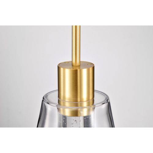 Main product image of Aura 7 Inch LED Pendant Brushed Brass K9 Bubble Crystal 3000K CCT