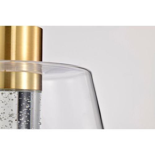 Main product image of Aura 12 Inch LED Pendant Brushed Brass K9 Bubble Crystal 3000K CCT