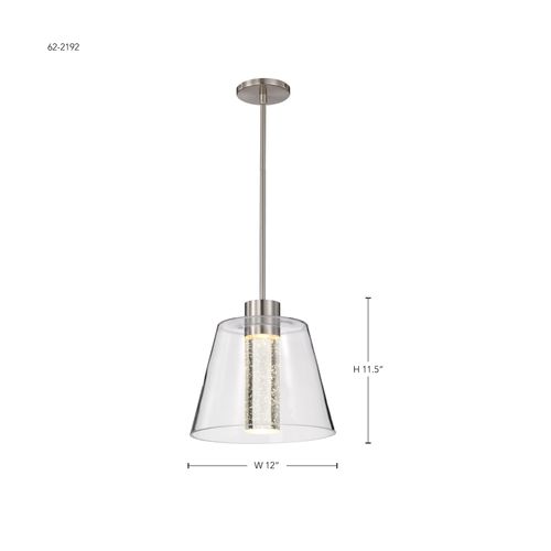 Main product image of Aura 12 Inch LED Pendant Brushed Nickel K9 Bubble Crystal 3000K CCT