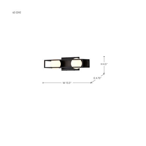 Main product image of Jenkins 16 Inch 2 Light LED Vanity Matte Black w/ Frosted Glass
