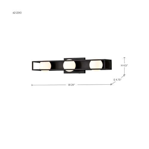 Main product image of Jenkins 24 Inch 3 Light LED Vanity Matte Black w/ Frosted Glass