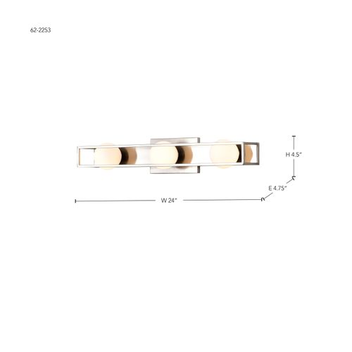 Main product image of Jenkins 24 Inch 3 Light LED Vanity Brushed Nickel w/ Frosted Glass