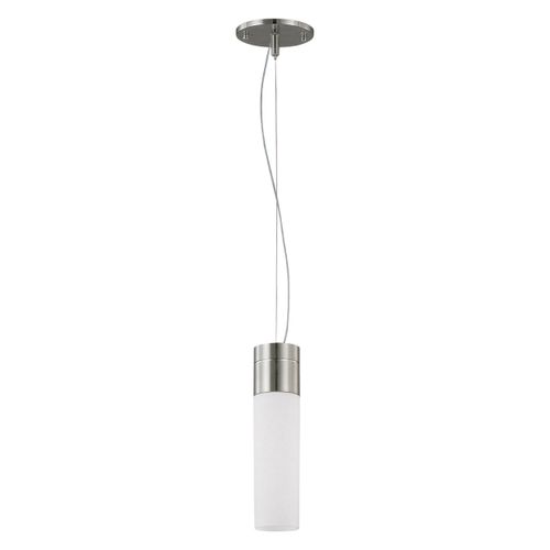 Main product image of Link 1 Light LED Tube Pendant w/ White Glass Brushed Nickel Finish