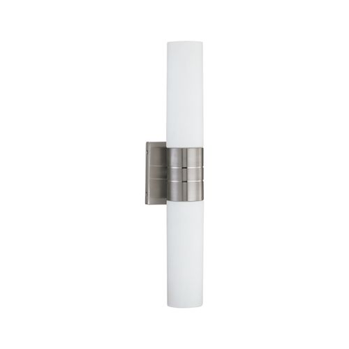 Main product image of Link 2 Light (Vertical) LED Tube Wall Sconce w/ White Glass Brushed Nickel Finish