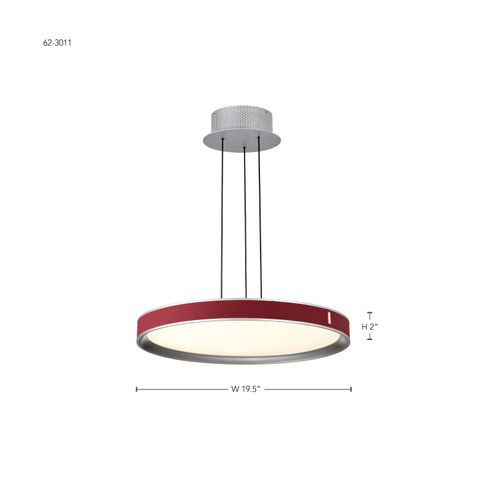 Main product image of Bandon 20 Inch LED Pendant Gray w/ Red Wrap Acrylic Lens