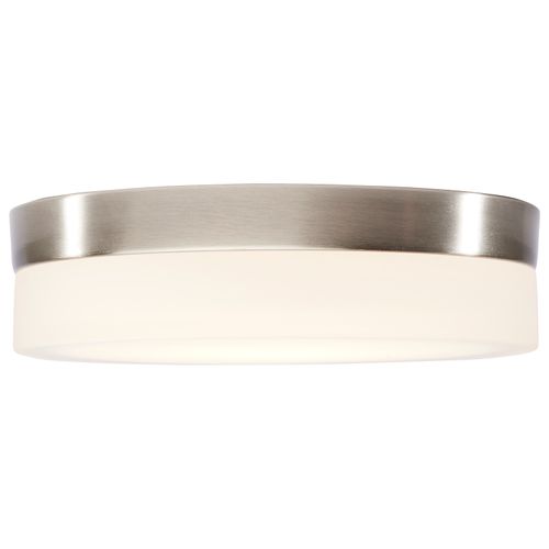 Main product image of Pi 9 Inch LED Flush Mount Brushed Nickel Finish Frosted Etched Glass CCT Selectable 120 Volts