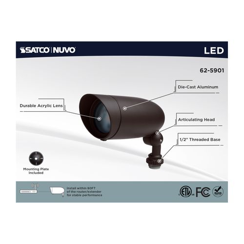 Main product image of 6W LED Landscape Floodlight, RGB and 2700K-5000K Tunable White, Bronze Finish