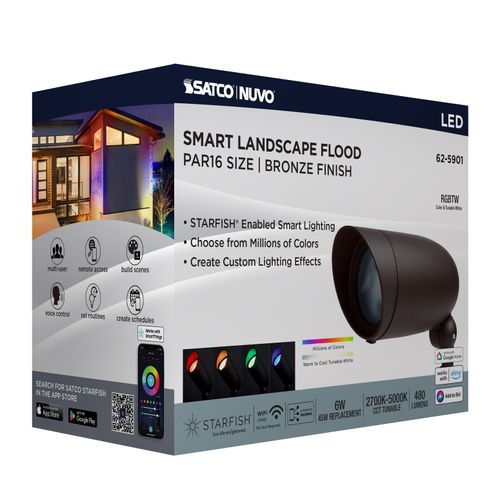 Main product image of 6W LED Landscape Floodlight, RGB and 2700K-5000K Tunable White, Bronze Finish