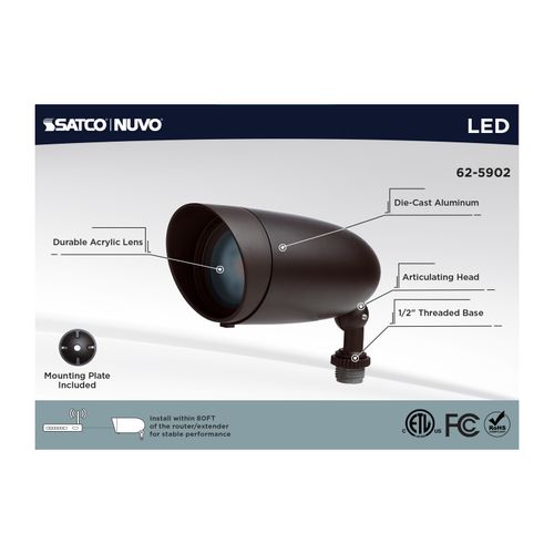 Main product image of 9W LED Landscape Floodlight, RGB and 2700K-5000K Tunable White, PAR20, Bronze Finish