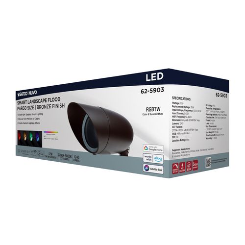 Main product image of 12W LED Landscape Floodlight, RGB and 2700K-5000K Tunable White, PAR30, Bronze Finish