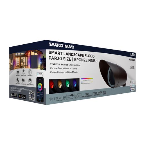 Main product image of 12W LED Landscape Floodlight, RGB and 2700K-5000K Tunable White, PAR30, Bronze Finish