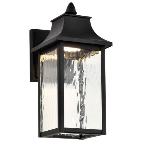 Main product image of Austen Collection 1 Light Outdoor Small Wall Fixture LED SMART Starfish RGBTW CCT Selectable Matte Black Clear Water Glass