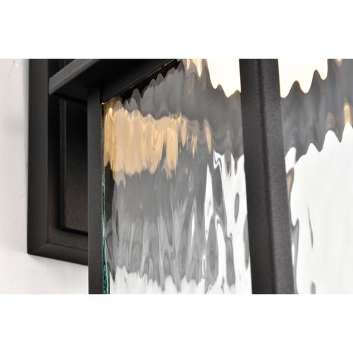 Main product image of Austen Collection 1 Light Outdoor Small Wall Fixture LED SMART Starfish RGBTW CCT Selectable Matte Black Clear Water Glass