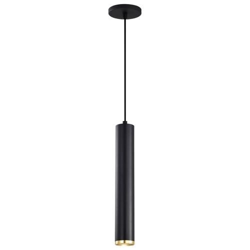 Main product image of Century 12 Watt 16" LED Pendant Matte Black and Brushed Brass Finish