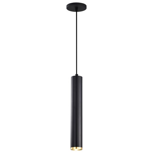 Main product image of Century 12 Watt 16" LED Pendant Matte Black and Brushed Brass Finish