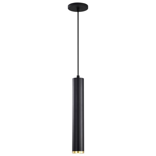 Main product image of Century 12 Watt 16" LED Pendant Matte Black and Brushed Brass Finish