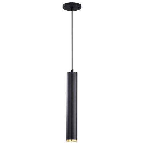 Main product image of Century 12 Watt 16" LED Pendant Matte Black and Brushed Brass Finish