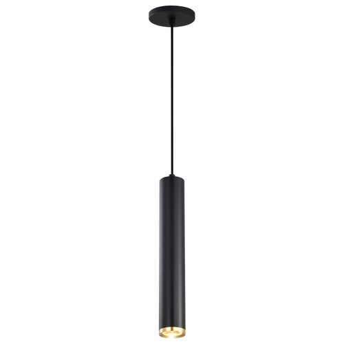 Main product image of Century 12 Watt 16" LED Pendant Matte Black and Brushed Brass Finish