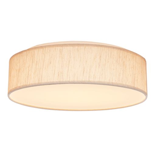 Main product image of 15" CCT Selectable Fabric Drum LED Decor Flush Mount Fixture Beige Fabric Shade Acrylic Diffuser