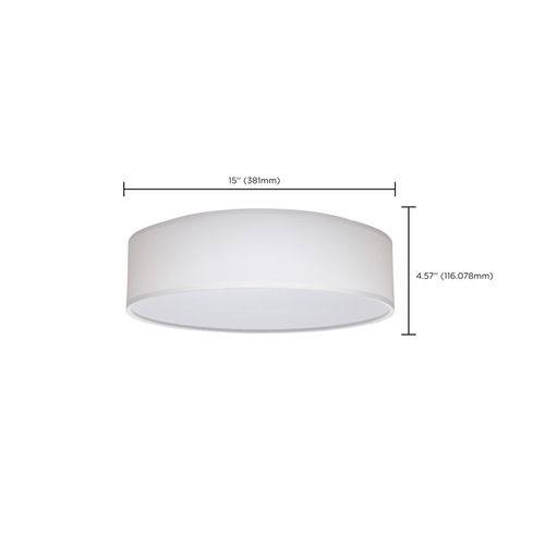 Main product image of 15" CCT Selectable Fabric Drum LED Decor Flush Mount Fixture White Fabric Shade Acrylic Diffuser