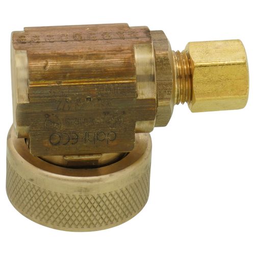 Main product image of 1/4" OD Comp x Female Swivel Hose, Angle Ice Maker Elbow, Lead Free (Rough Brass)