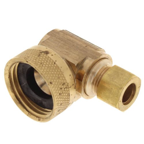 3/8" OD Comp x Female Swivel Hose, Angle Dishwasher Elbow, Lead Free (Rough Brass)