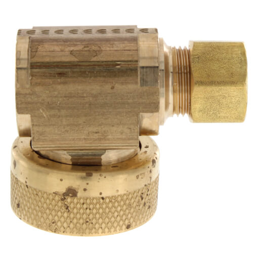3/8" OD Comp x Female Swivel Hose, Angle Dishwasher Elbow, Lead Free (Rough Brass)