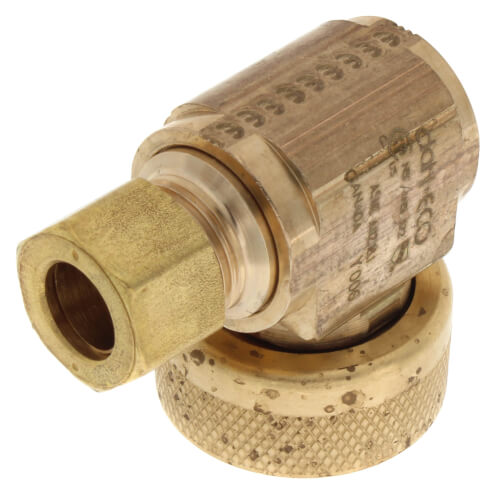 3/8" OD Comp x Female Swivel Hose, Angle Dishwasher Elbow, Lead Free (Rough Brass)