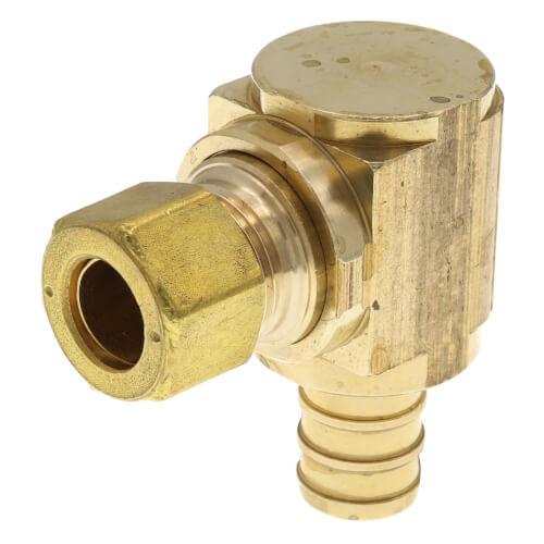 1/2" Crimpex x 3/8" OD Comp Mini-Ball Elbow, Lead Free (Rough Brass)