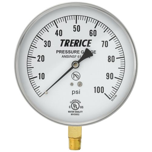 Main product image of 620B, 4-1/2" Pressure Gauge with Lower Mount (0-100 PSI)