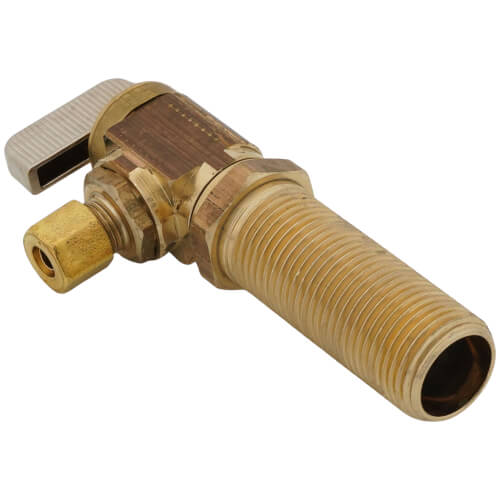 Main product image of 1/2" Female Solder Longshank x 1/4" OD Compression Angle Icemaker Valve (Rough Brass)