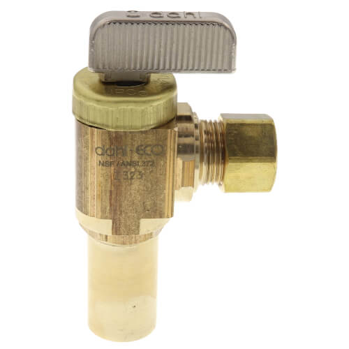 1/2" Dahl Press x 3/8" OD Comp. Angle Stop Valve (Rough Brass)