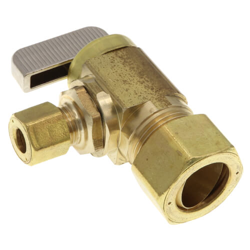1/2" Nom Comp. (5/8" OD) x 1/4" OD Comp. Angle Stop Valve, Lead Free (Rough Brass)