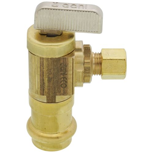 Main product image of 1/2" Female Press x 1/4" OD Comp Angle Supply Stop, Lead Free (Rough Brass)