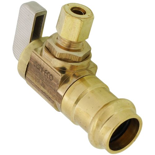 Main product image of 1/2" Female Press x 1/4" OD Comp Angle Supply Stop, Lead Free (Rough Brass)