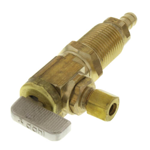 3/8" PEX Crimp Longshank x 1/4" OD Compression Angle Icemaker Valve (Rough Brass)