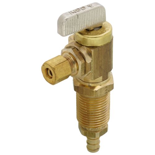 Main product image of 3/8" PEX Crimp Longshank x 1/4" OD Compression Angle Icemaker Valve (Rough Brass)