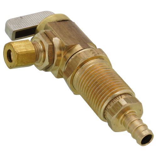 Main product image of 3/8" PEX Crimp Longshank x 1/4" OD Compression Angle Icemaker Valve (Rough Brass)