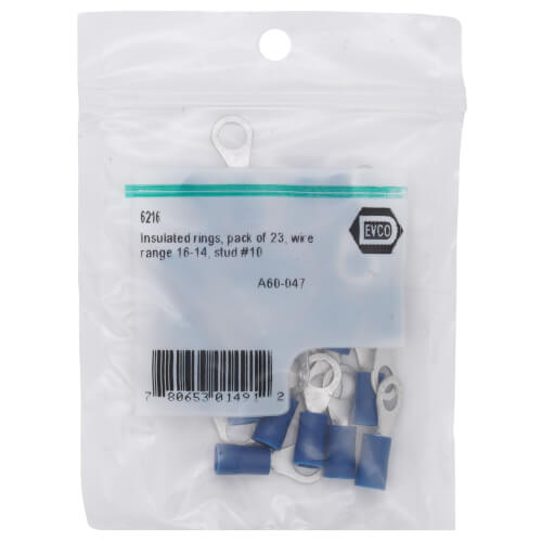 Main product image of Insulated Conductor Ring Terminals, 16-14 AWG , Stud #10 (Pack of 23)
