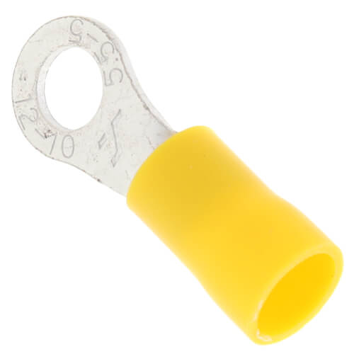 Main product image of Insulated Yellow Solderless Closed Ring Terminal, 12-10 AWG, Stud #10 (Pack of 50)