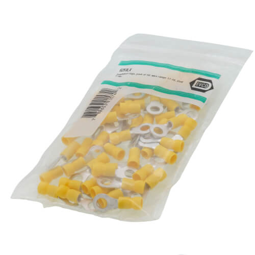 Main product image of Insulated Solderless Closed Ring Terminal, 12-10 AWG, 1/4" Stud (50 Pack)