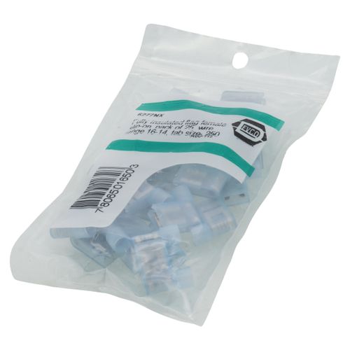 Main product image of Fully Insulated Flag Female Slip-On Solderless Terminal, 16-14 AWG, Tab Size .25 (Pack of 25)