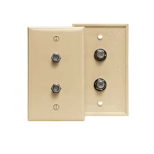 Main product image of Standard Video Wall Jack w/ Two F-Connectors (Light Almond)