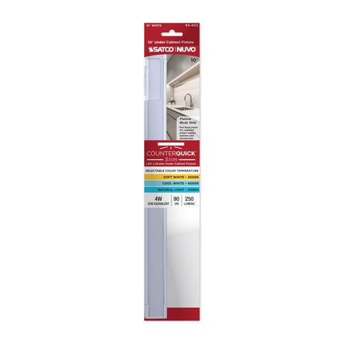 Main product image of 4W 10" LED Under Cabinet, 30K/40K/50K CCT Selectable, White Finish 120V