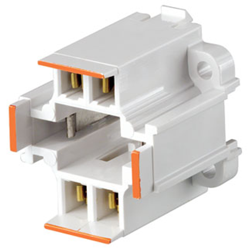 Main product image of G24Q-3, GX24Q-3 Base, 26w 4-pin, 10mm Compact Fluorescent Lampholder Snap-in (Orange) White Body