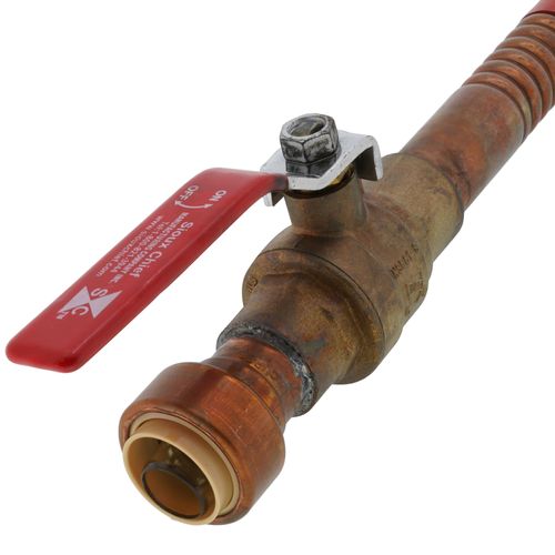 Main product image of 18" Flexible Copper Water Heater Connector, 3/4" Push-Fit x 3/4" FIP (Swivel), w/ Full Port Valve